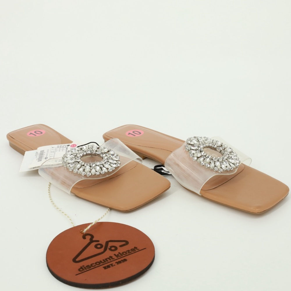 ZARA EMBELLISHED VINYL FLAT SANDALS - Picture 3 of 6
